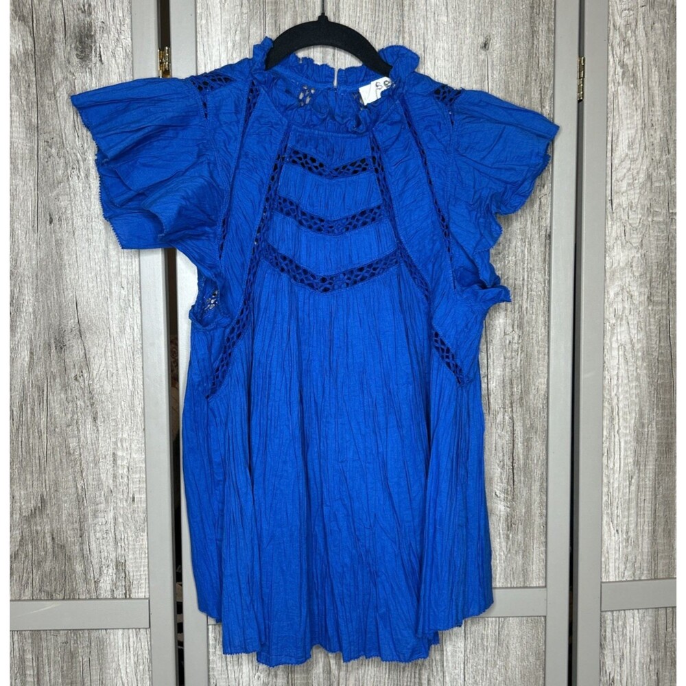 Sea New York Top Flutter Sleeve Aqua Blue